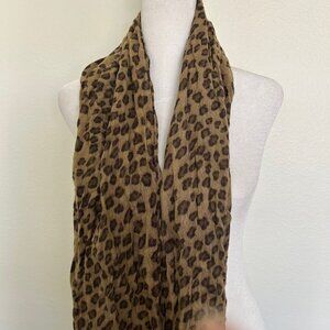 Tolani Infinity Scarf Animal Print Cheetah Brown Viscose Silk Blend OS